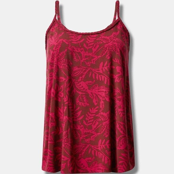 Torrid - Challis Braided Sleeveless Tank in Leaves​​​​​​ - Picture 12 of 13